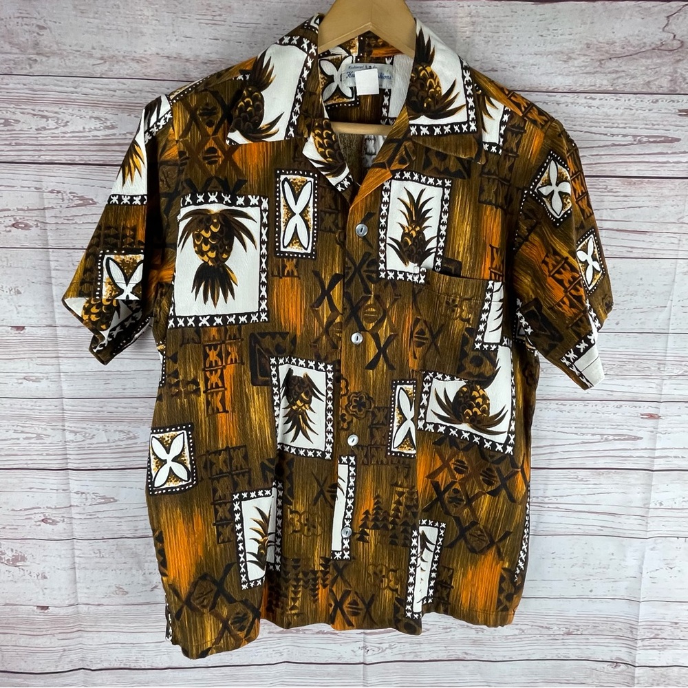 Vtg Mens Hawaiian Hukilau Fashions Honolulu Hawaii shirt 70’s Tropical Sz M